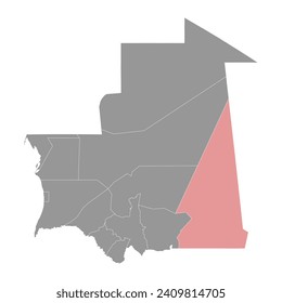 Hodh Ech Chargui region map, administrative division of Mauritania. Vector illustration.