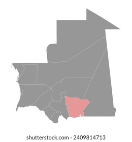 Hodh El Gharbi region map, administrative division of Mauritania. Vector illustration.