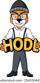 Hodl Tiger Maskottchen Cartoon Charakter