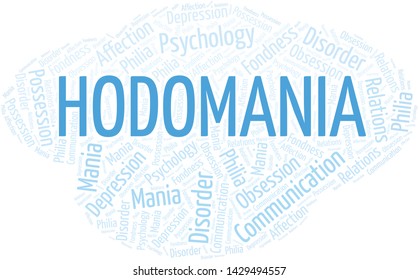 Hodomania word cloud. Type of mania, made with text only.