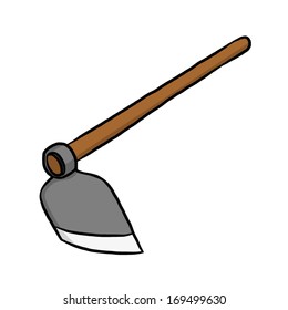 hoe or digging tool / cartoon vector and illustration, isolated on white background.