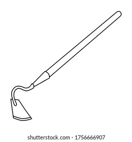 Hoe. Handgezeichnete Vektorgrafik im Doodle-Stil, einzeln auf weißem Hintergrund.