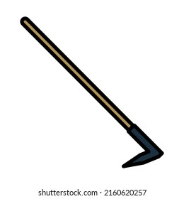 Hoe Icon. Editable Bold Outline With Color Fill Design. Vector Illustration.