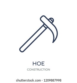 Hoe icon. Hoe linear symbol design from Construction collection. Simple outline element vector illustration on white background.