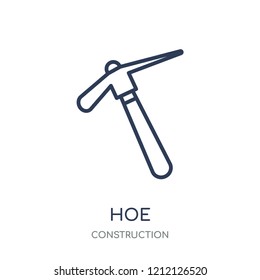 Hoe icon. Hoe linear symbol design from Construction collection. Simple outline element vector illustration on white background.