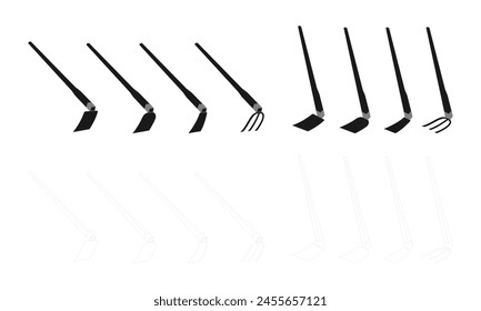 hoe icon set. vector illustration isolated on white background.