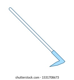 Hoe Icon. Thin Line With Blue Fill Design. Vector Illustration.