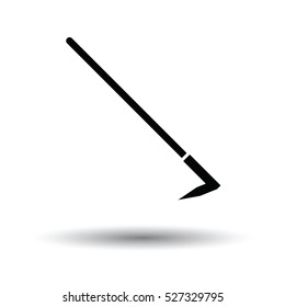 Hoe icon. White background with shadow design. Vector illustration.