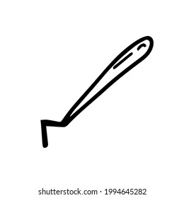 A Hoe le gusta el tenedor. Ilustración del vector de contorno dibujado a mano en estilo doodle, aislado. Elementos de jardinería. Herramientas para trabajar en el jardín, en la granja.