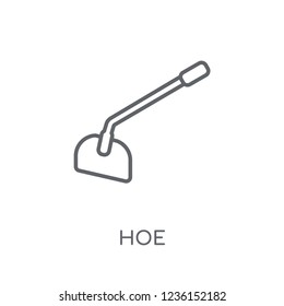 Hoe linear icon. Modern outline Hoe logo concept on white background from Construction collection. Suitable for use on web apps, mobile apps and print media.