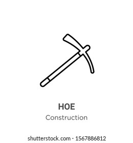 Hoe outline vector icon. Thin line black hoe icon, flat vector simple element illustration from editable construction concept isolated on white background