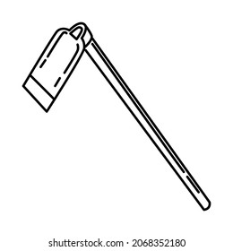 Hoe Part of Contractor Material and Equipment Device Hand Drawn Icon Set Vector.