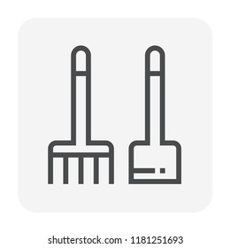 Hoe and rake icon design, editable stroke.