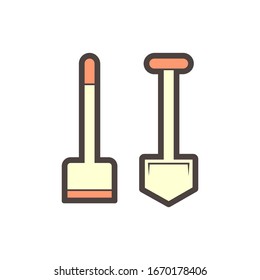 Hoe or soil excavation equipment vector icon design.