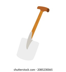 Hoe with a sturdy wooden handle and vector illustration