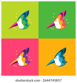 hoepoe head bird icon in different background colour