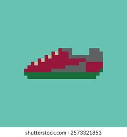 hoes pixel art, vector illustration. 8-bit pixel art sneakers. Boots pixel art.