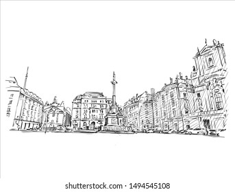 Am Hof church in Vienna, hand draw sketch