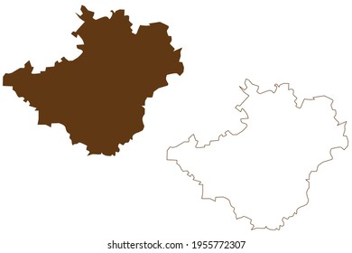 Hof city (Federal Republic of Germany, Urban district Upper Franconia, Free State of Bavaria) map vector illustration, scribble sketch Hof map