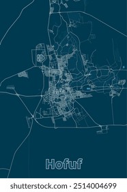 Hofuf, Saudi Arabia artistic blueprint map poster