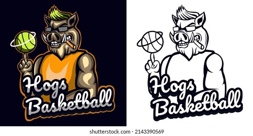 hog basketball mascot esport logo