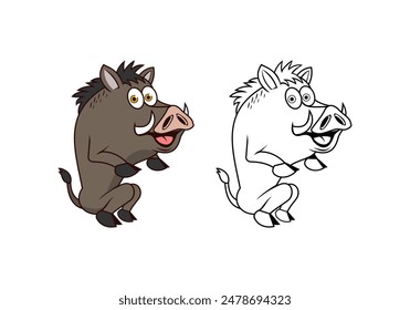 Hog Cartoon Character Design Illustration vector eps format , suitable for your design needs, logo, illustration, animation, etc.