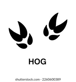 hog foot print, animal paw print illustration on white background..eps
