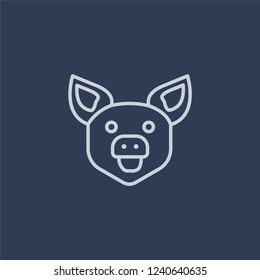 Hog icon. Trendy flat vector line Hog icon on dark blue background from animals  collection. 
