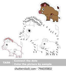 Hog Mom. Dot to dot educational game for kids.