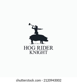 Hog rider knight vector logo icon sign illustration template
