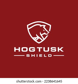 Hog Tusk with Shield Symbol Logo Design