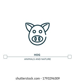 hog vector line icon. Simple element illustration. Hog outline icon from forest animals concept. Can be used for web and mobile
