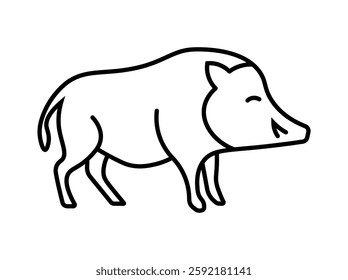 Hog wild boar animal isolated silhouette side view set