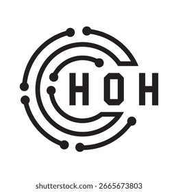 Diseño de letra HOH. Diseño del logotipo de la tecnología de la letra de HOH en un fondo blanco. HOH Diseño de logotipo de monograma para un emprendedor y negocio.
