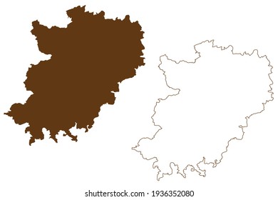 Hohenlohe district (Federal Republic of Germany, rural district, Baden-Wurttemberg State) map vector illustration, scribble sketch Hohenlohe map