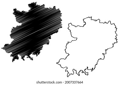 Hohenlohe district (Federal Republic of Germany, rural district, Baden-Wurttemberg State) map vector illustration, scribble sketch Hohenlohe map