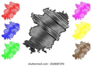 Hohenlohe district (Federal Republic of Germany, rural district, Baden-Wurttemberg State) map vector illustration, scribble sketch Hohenlohe map