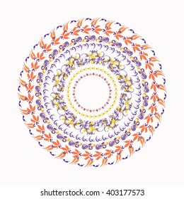 hohloma circular pattern on a white background. vector illustration