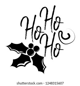 Ho-ho card and calligraphy Happy New Year. Template for Greetings, Congratulations, Housewarming posters, Invitations, Photo overlays. Vector illustration.