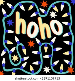 Hoho. New year concept. Merry Christmas and Happy New Year. Vector illistration.
