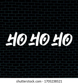 HoHoHo brush hand drawn paint on black background. Design lettering templates for greeting cards, overlays, posters