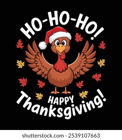 Ho-Ho-Ho! Happy Thanksgiving Turkey funny t-shirt design