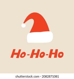 Ho-ho-ho lettering with santa's hat. Vector holiday and christmas illustration
