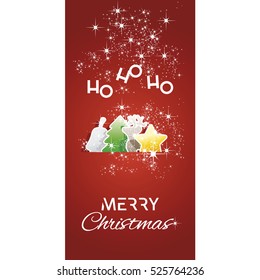 Ho-ho-ho Merry Christmas greeting card red background