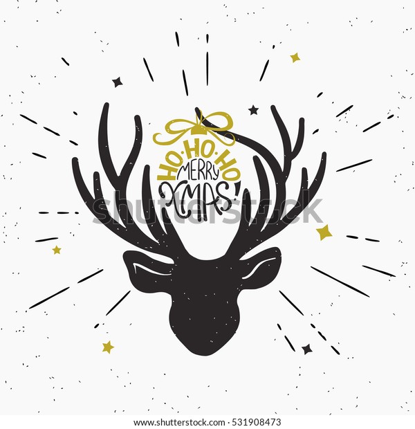 Hohoho Merry Xmas Deer Black Head Stock Vector (Royalty Free) 531908473