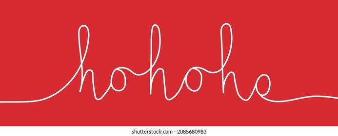 Ho-ho-ho en una línea continua. Slogan de Año Nuevo y Navidad dibujado a mano sobre un fondo rojo. Tipografía para carteles de regalo de bienvenida de vacaciones o postal. Ilustración del vector
