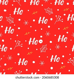 Hohoho pattern, Santa Claus laugh. Seamless pattern for Christmas design. Vector red background. vector illustration