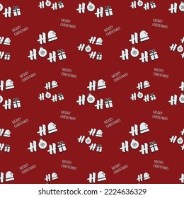 Hohoho pattern, Santa Claus laugh. Seamless texture for Christmas design. Vector red background.
