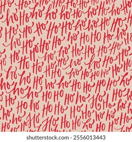 Hohoho pattern. Santa Claus laugh. Seamless texture for Christmas design. Red Vector.