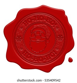 Ho-Ho-Ho! red wax seal isolated on white background, vector illustration